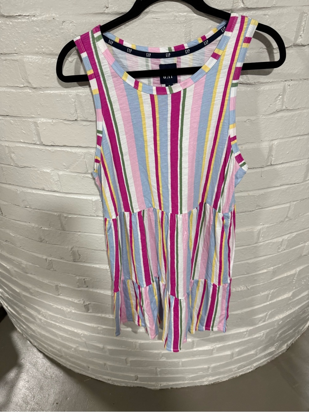 GAP Multicolor Striped Tank Top — Pink, Blue, White, Yellow, Green